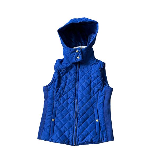 Active USA Quilted Royal Blue Hooded Vest - Picture 1 of 8